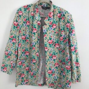 Woolrich blazer shoulder pads floral large linen